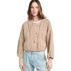 Free People Gwynnie Quilted Jacket Cardigan Champagne Diamonds Small NWT